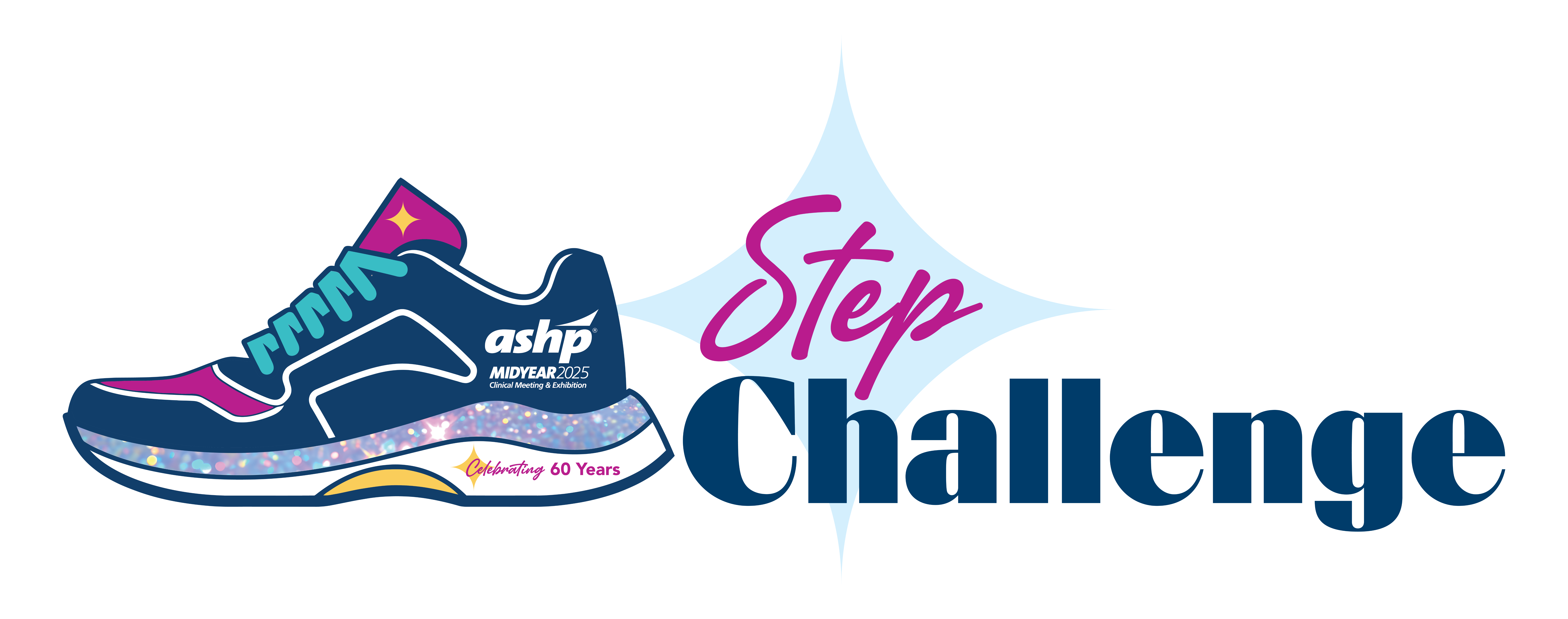 ASHP Midyear Meeting Step Challenge logo - colorful sneaker illustration